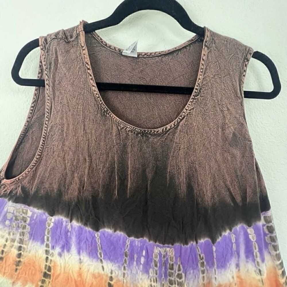 Vintage Womens Cotton Sleeveless Tie Dye Boho Summer Tank Top Blouse One Size - Picture 9 of 11